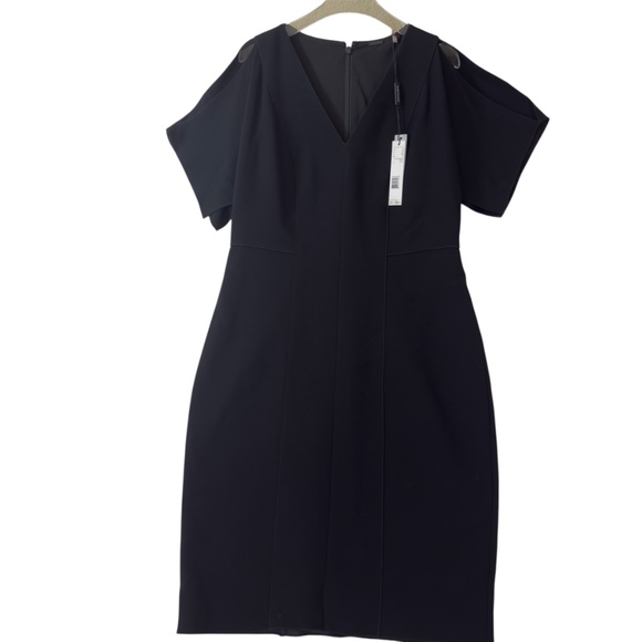 ELIE TAHARI 'Lourdes'~Black Crepe V-Neck Cold Shoulder Party Dress size 6 NEW - Picture 9 of 13